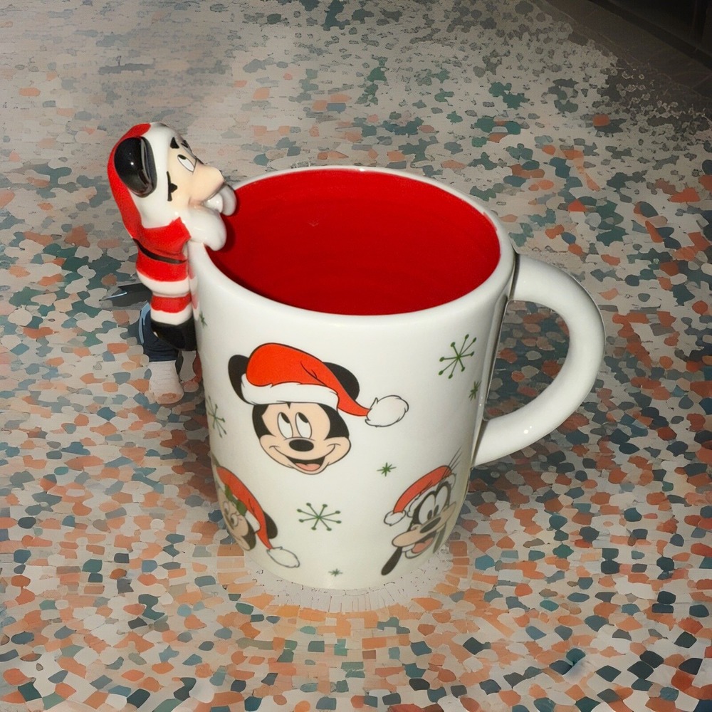 Disney Mickey Minnie Donald Goofy Mug Christmas with Mickey‎ Figure Inside